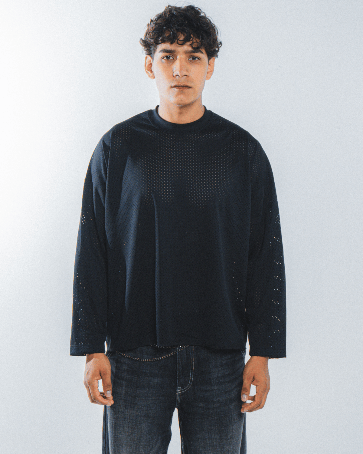 JERSEY MESH BOXI FIT MANGA LARGA