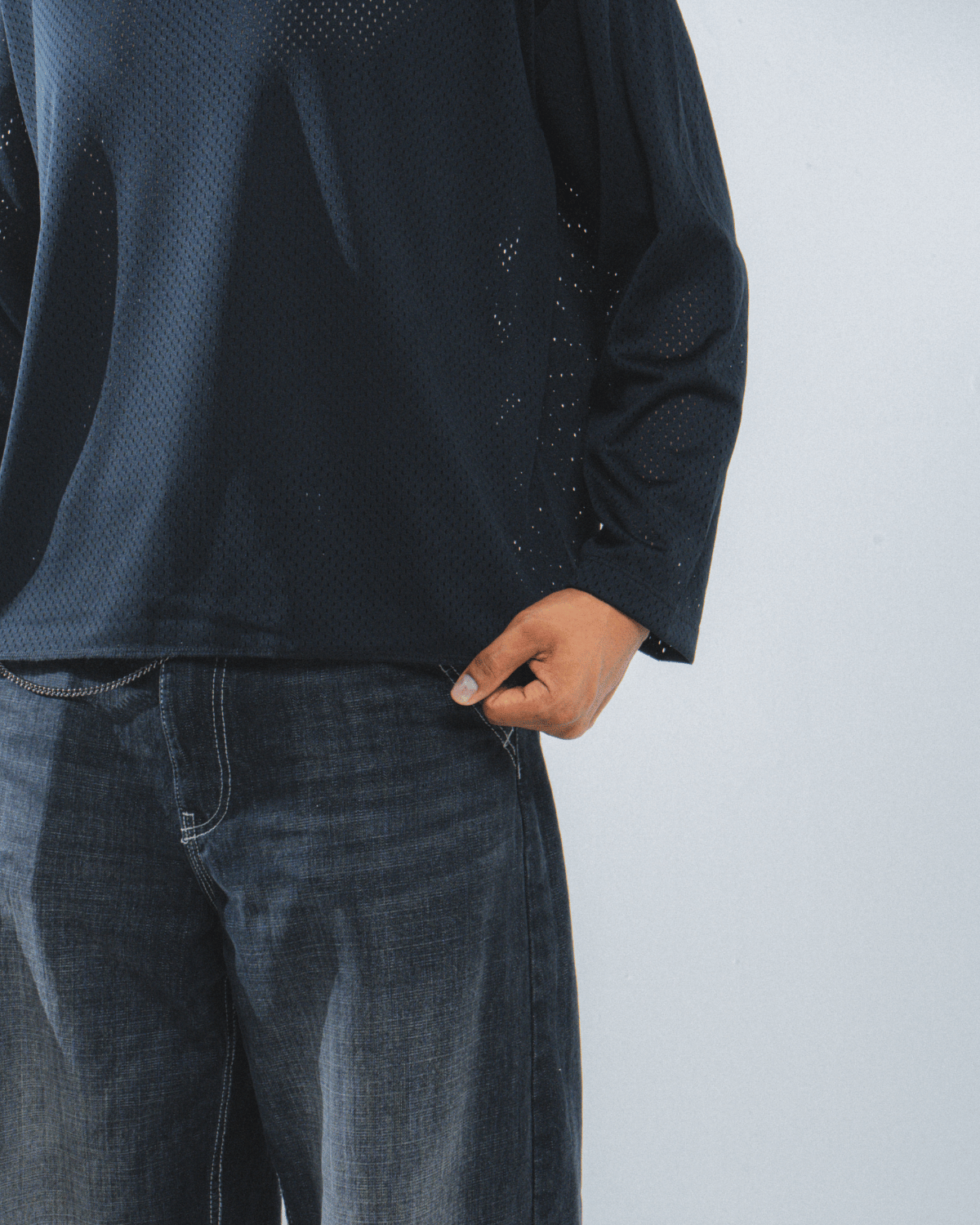 JERSEY MESH BOXI FIT MANGA LARGA