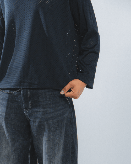 JERSEY MESH BOXI FIT MANGA LARGA