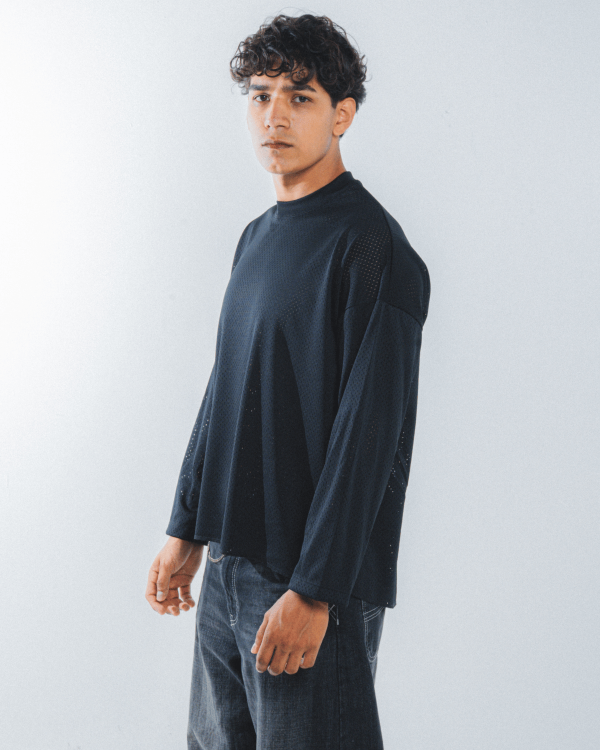 JERSEY MESH BOXI FIT MANGA LARGA